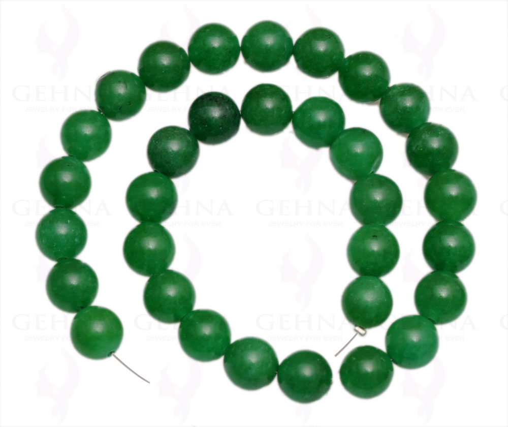 Green Jade Gemstone Round Cabochon Bead Strand Necklace NS-1300
