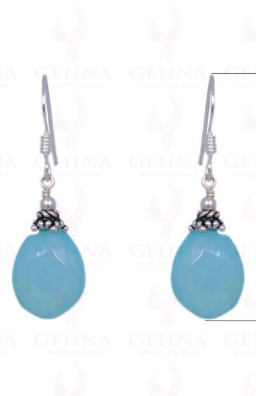 Blue Chalcedony Gemstone Earrings Made In .925 Solid Silver ES-1300