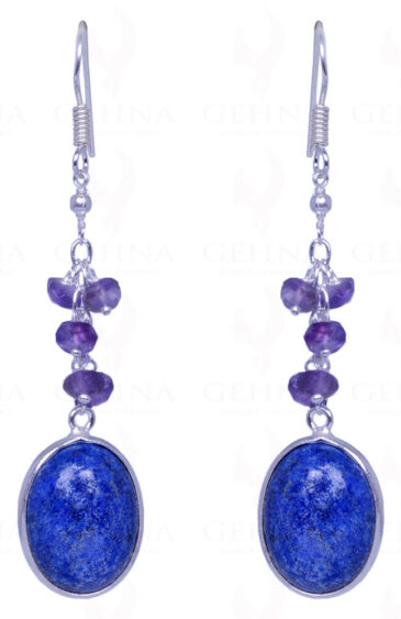 Amethyst & Lapis Lazuli Gemstone Earrings Made In .925 Solid Silver ES-1301