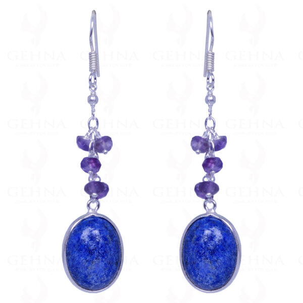 Amethyst & Lapis Lazuli Gemstone Earrings Made In .925 Solid Silver ES-1301