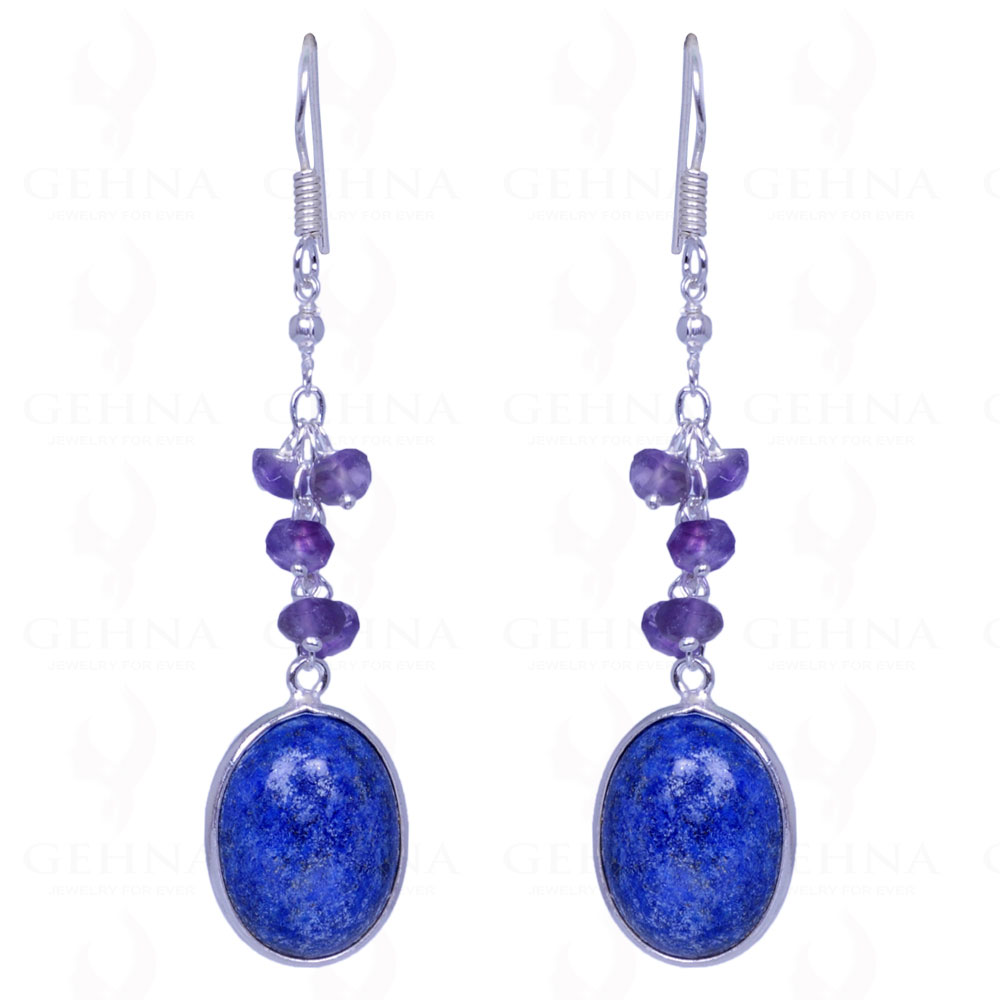 Amethyst & Lapis Lazuli Gemstone Earrings Made In .925 Solid Silver ES-1301