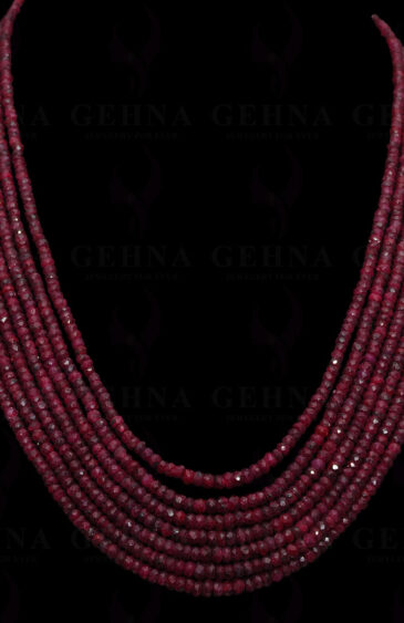 7 Rows African Natural Ruby Gemstone Faceted Bead Necklace NP-1301