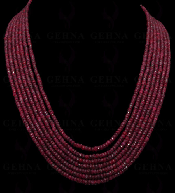 7 Rows African Natural Ruby Gemstone Faceted Bead Necklace NP-1301