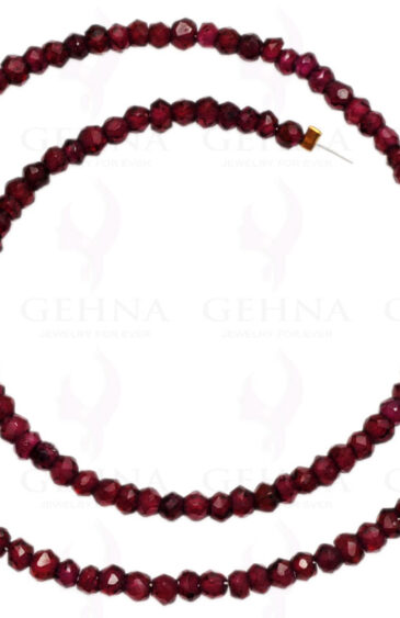 3 MM Red Garnet Gemstone Round Faceted Bead String Necklace NS-1301