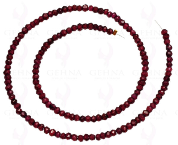 3 MM Red Garnet Gemstone Round Faceted Bead String Necklace NS-1301