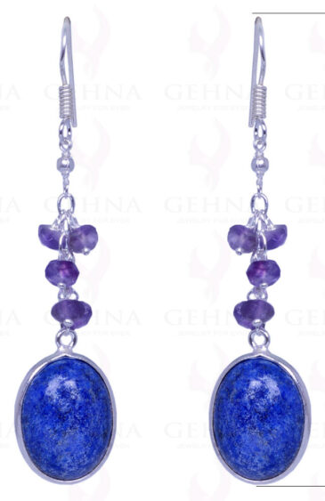 Amethyst & Lapis Lazuli Gemstone Earrings Made In .925 Solid Silver ES-1301