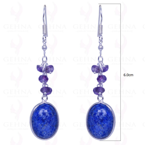 Amethyst & Lapis Lazuli Gemstone Earrings Made In .925 Solid Silver ES-1301