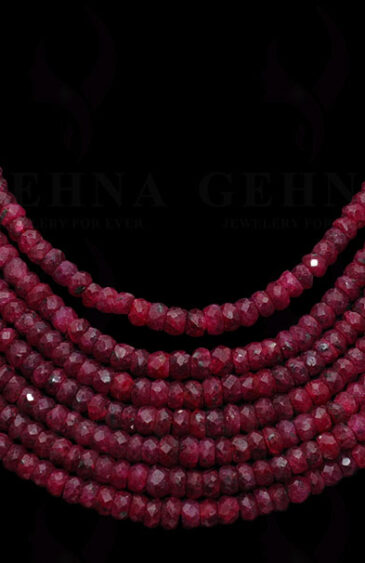 7 Rows African Natural Ruby Gemstone Faceted Bead Necklace NP-1301