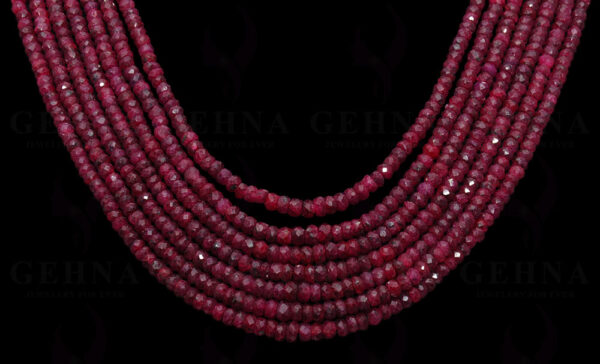 7 Rows African Natural Ruby Gemstone Faceted Bead Necklace NP-1301