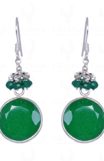 Green Onyx & Green Jade Gemstone Earrings Made In .925 Sterling Silver ES-1302