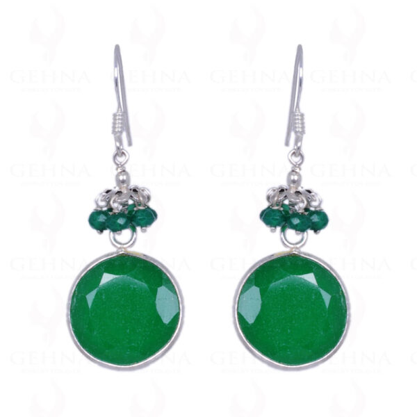 Green Onyx & Green Jade Gemstone Earrings Made In .925 Sterling Silver ES-1302