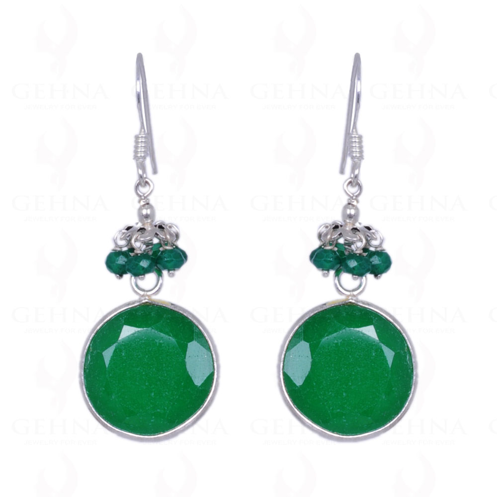 Green Onyx & Green Jade Gemstone Earrings Made In .925 Sterling Silver ES-1302