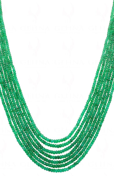 7 Rows Natural Emerald Gemstone Faceted Bead Necklace NP-1302