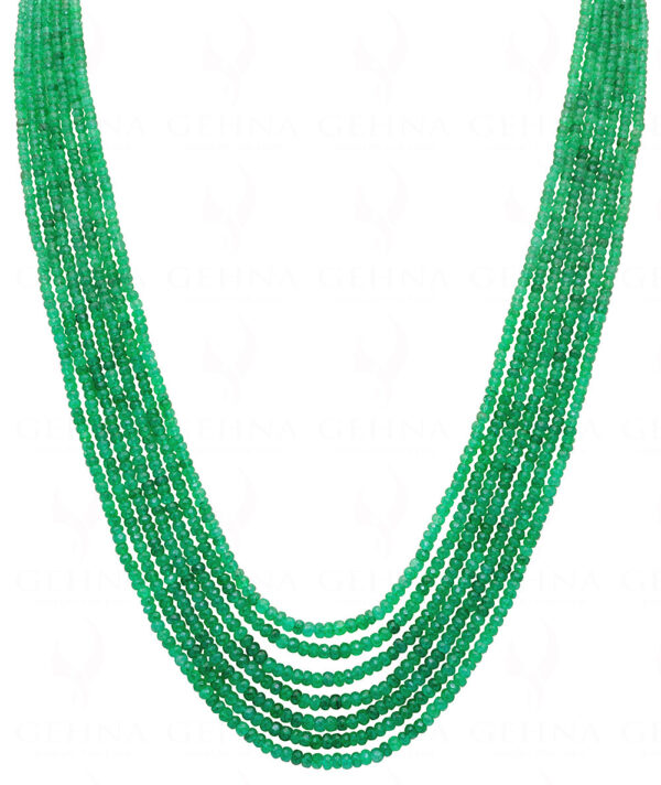 7 Rows Natural Emerald Gemstone Faceted Bead Necklace NP-1302