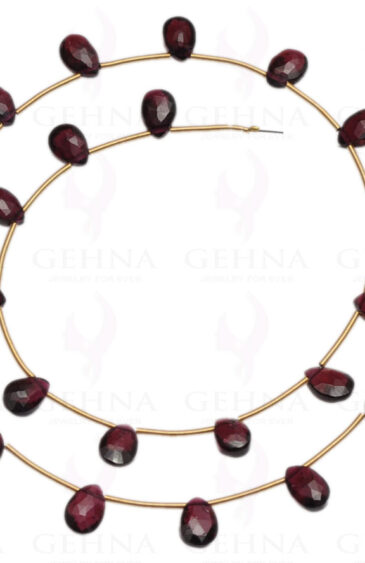 Red Garnet Gemstone Drop Shaped Faceted Bead Strand Necklace NS-1302