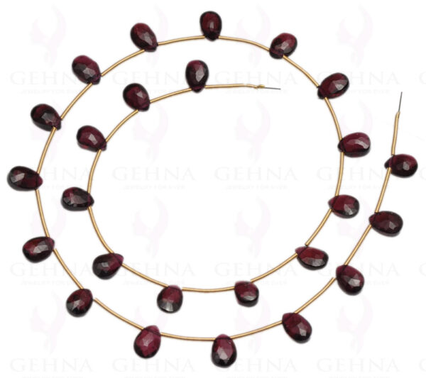 Red Garnet Gemstone Drop Shaped Faceted Bead Strand Necklace NS-1302