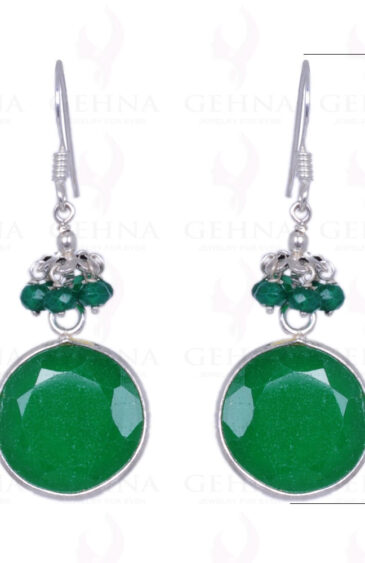 Green Onyx & Green Jade Gemstone Earrings Made In .925 Sterling Silver ES-1302