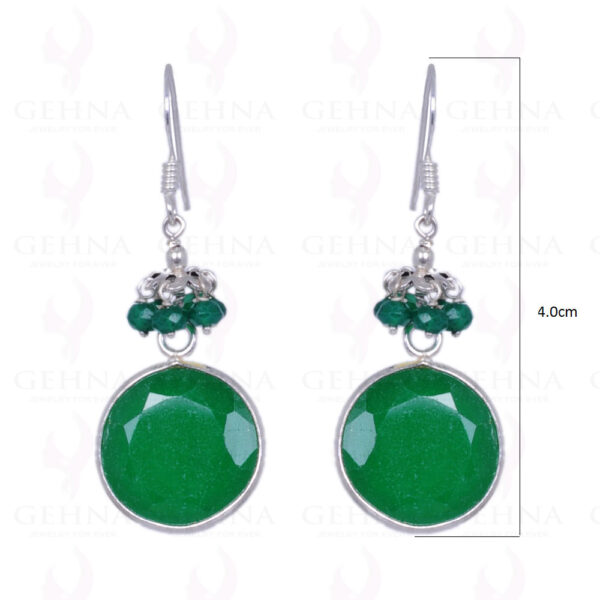 Green Onyx & Green Jade Gemstone Earrings Made In .925 Sterling Silver ES-1302