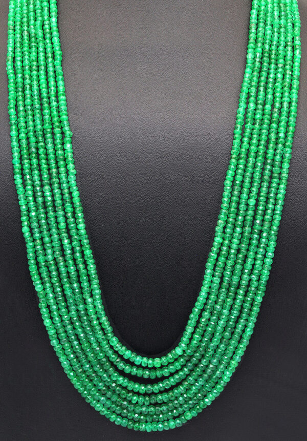 7 Rows Natural Emerald Gemstone Faceted Bead Necklace NP-1302