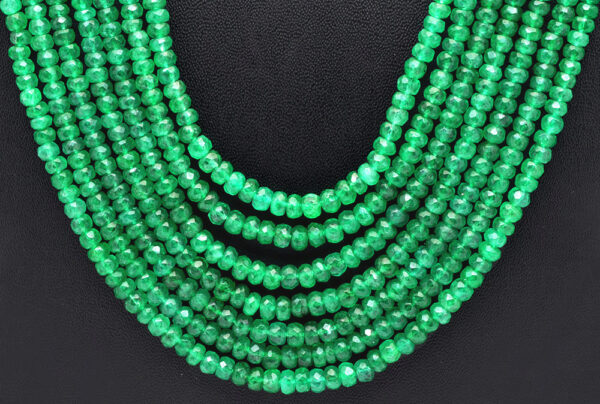 7 Rows Natural Emerald Gemstone Faceted Bead Necklace NP-1302