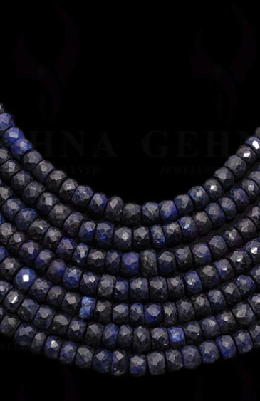 7 Rows African Blue Sapphire Gemstone Faceted Bead Necklace NP-1303