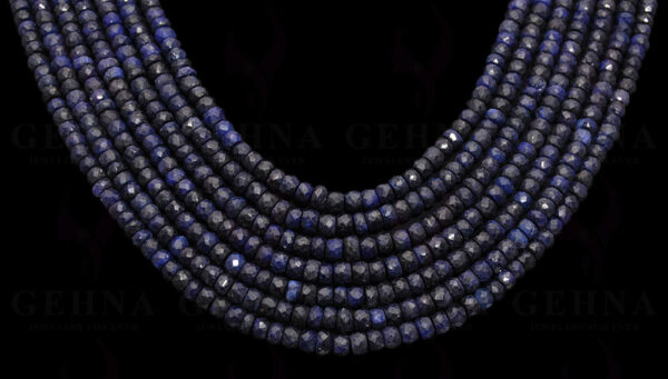 7 Rows African Blue Sapphire Gemstone Faceted Bead Necklace NP-1303