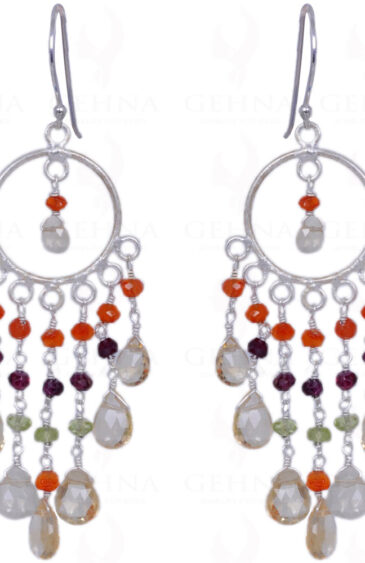 Carnelian, Garnet, Citrine & Peridot Gemstone Earring In .925 Silver ES-1304