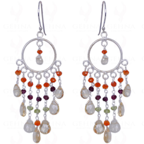 Carnelian, Garnet, Citrine & Peridot Gemstone Earring In .925 Silver ES-1304