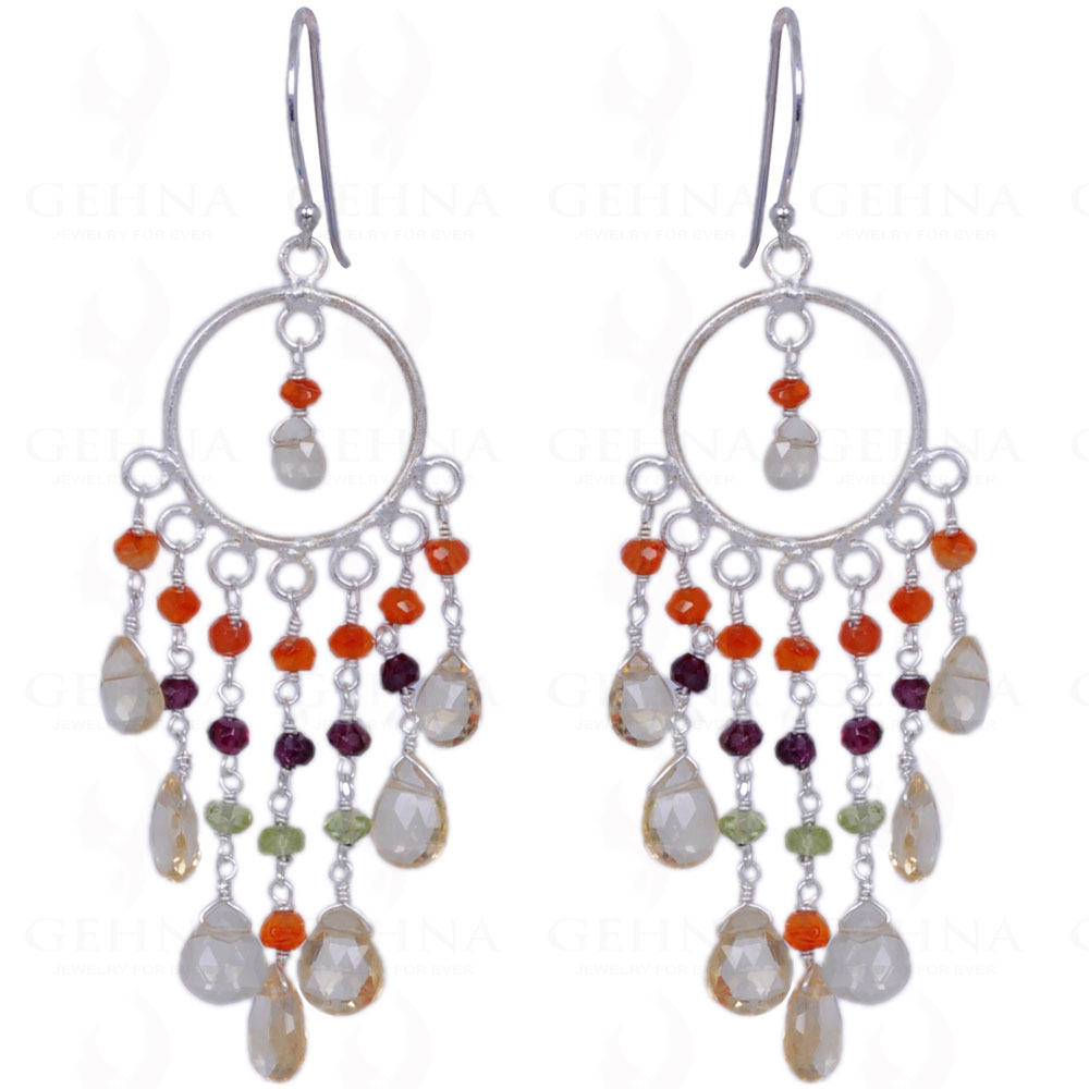 Carnelian, Garnet, Citrine & Peridot Gemstone Earring In .925 Silver ES-1304