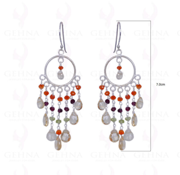 Carnelian, Garnet, Citrine & Peridot Gemstone Earring In .925 Silver ES-1304