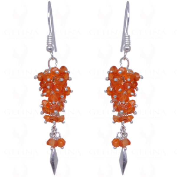 Mandarin Garnet Gemstone Bead Earrings Made In .925 Sterling Silver ES-1305