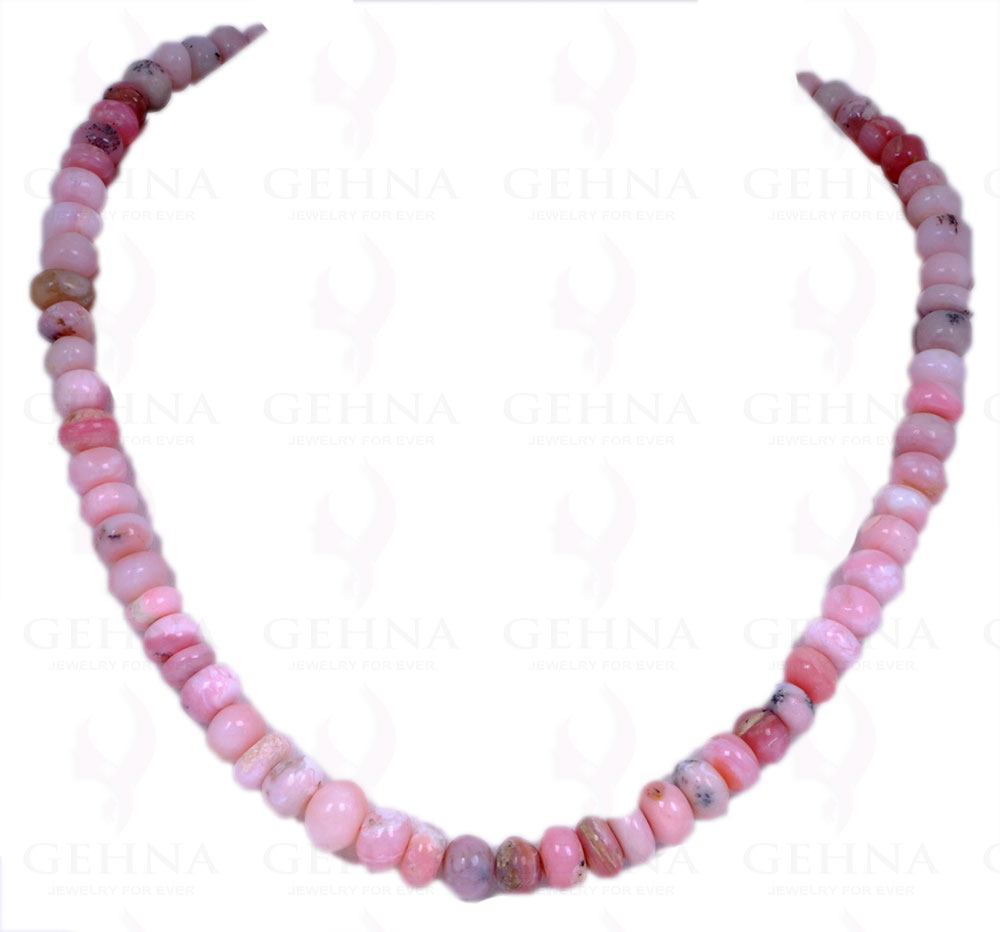 Pink Opal Gemstone Round Cabochon Bead Necklace NS-1305