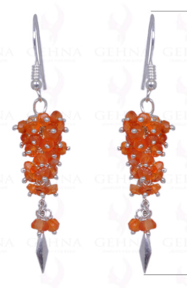 Mandarin Garnet Gemstone Bead Earrings Made In .925 Sterling Silver ES-1305