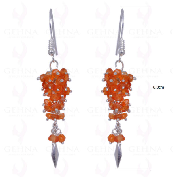 Mandarin Garnet Gemstone Bead Earrings Made In .925 Sterling Silver ES-1305