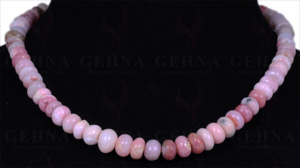 Pink Opal Gemstone Round Cabochon Bead Necklace NS-1305