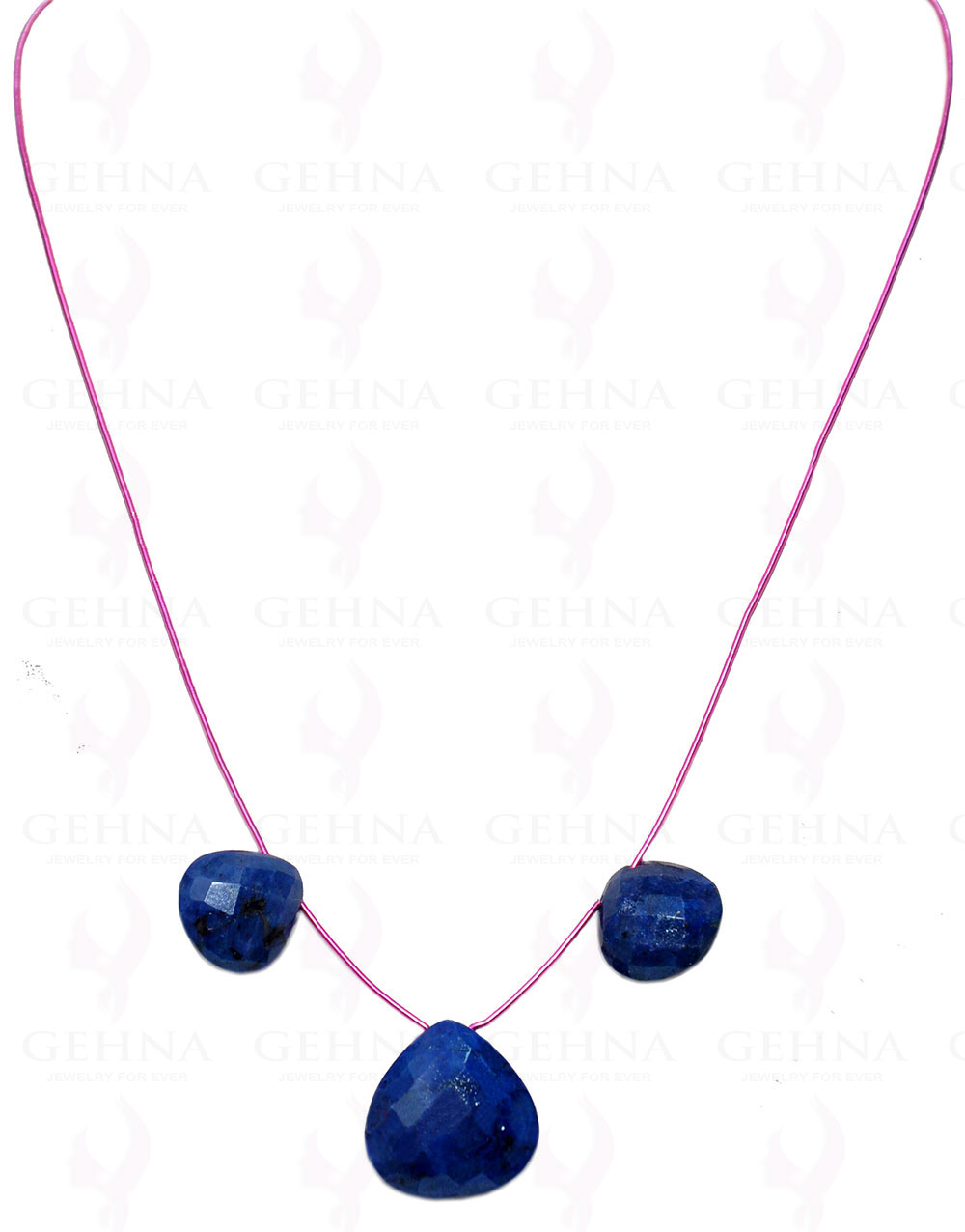 Blue Sapphire Gemstone Almond Shaped Necklace NP-1307