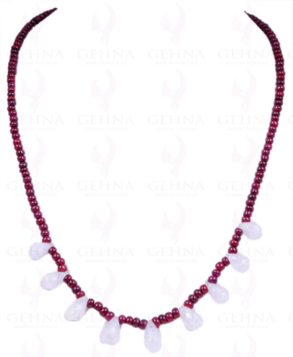 Ruby Bead & Rainbow MooNS-tone Drops Strand Necklace NS-1307