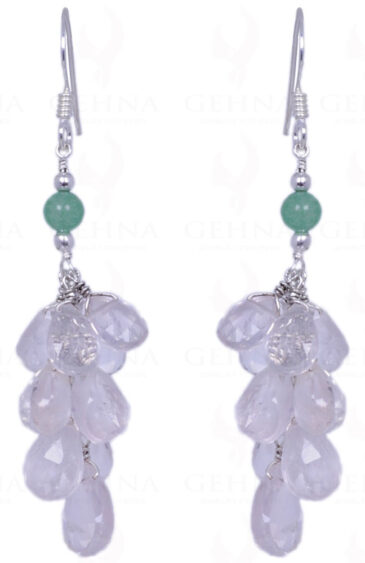 Chrysoprase & Rose Quartz Gemstone Earrings Made In .925 Sterling Silver ES-1308