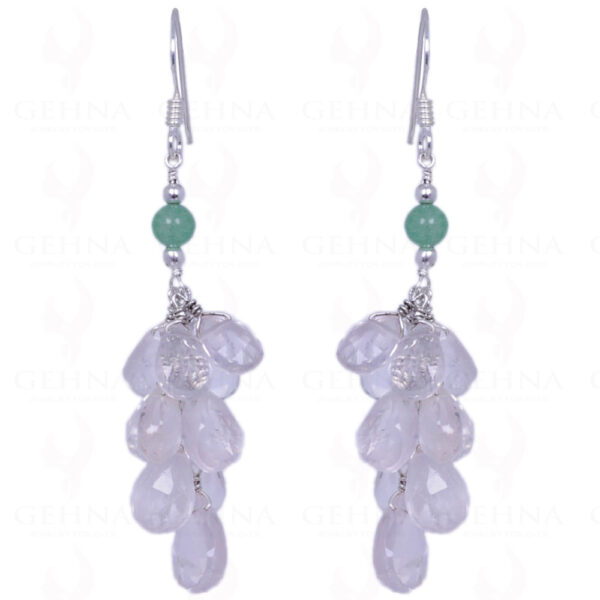 Chrysoprase & Rose Quartz Gemstone Earrings Made In .925 Sterling Silver ES-1308