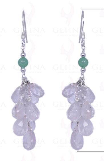 Chrysoprase & Rose Quartz Gemstone Earrings Made In .925 Sterling Silver ES-1308