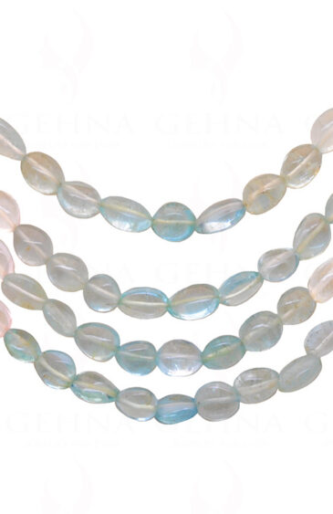 4 Rows of Aquamarine Gemstone Oval Shaped Cabochon Bead Necklace NS-1308