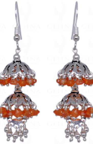 Mandarin Garnet Gemstone Earrings Made In .925 Sterling Silver ES-1309