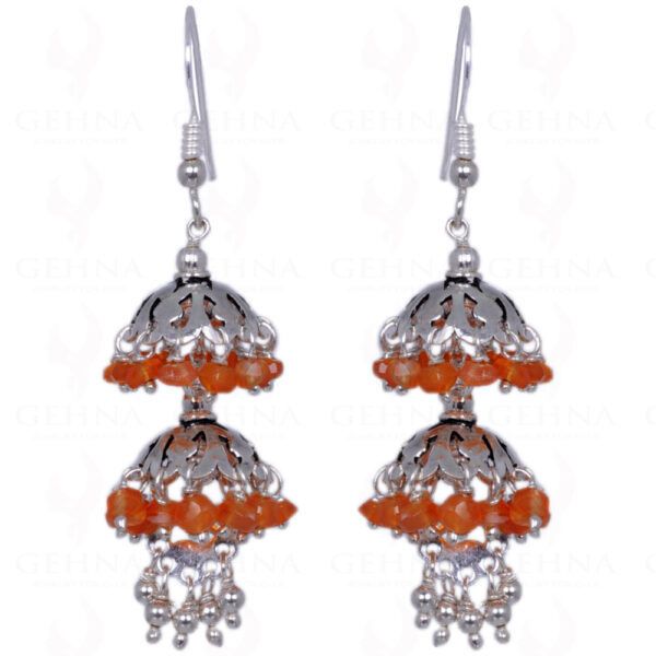 Mandarin Garnet Gemstone Earrings Made In .925 Sterling Silver ES-1309