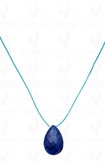 Blue Sapphire Gemstone Almond Shaped Necklace NP-1312