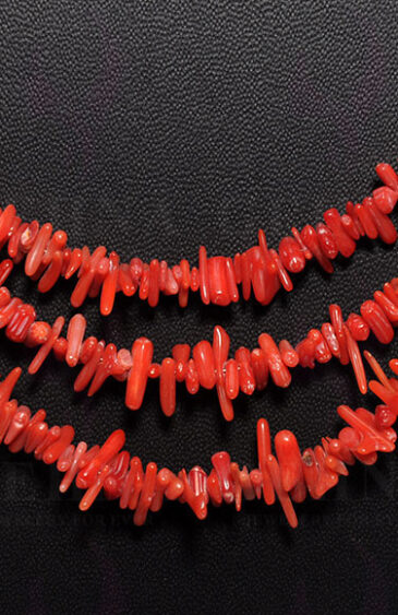3 Rows Of Natural Coral Gemstone Necklace NP-1313