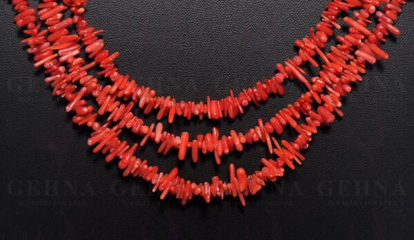 3 Rows Of Natural Coral Gemstone Necklace NP-1313