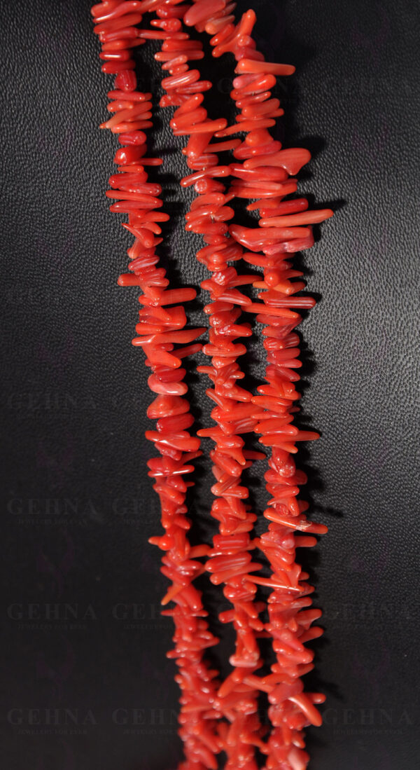 3 Rows Of Natural Coral Gemstone Necklace NP-1313