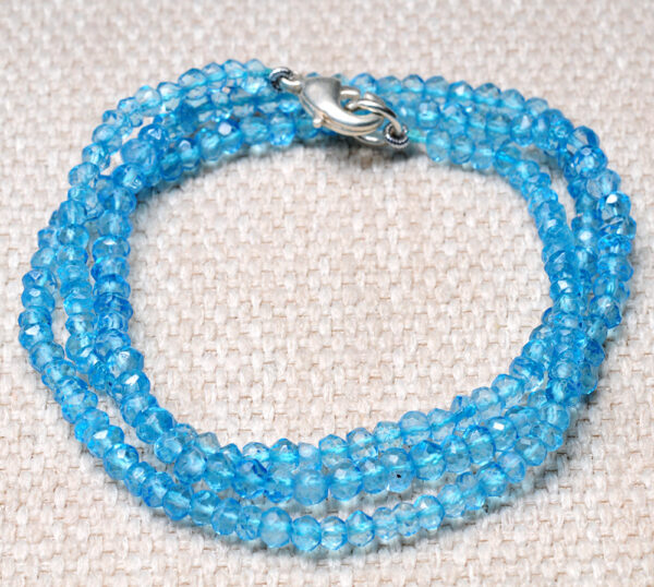 Blue Topaz Gemstone Round Faceted Bead String NS-1313