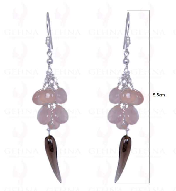 Rose Quartz & Smoky Topaz Gemstone Earrings Made In .925 Sterling Silver ES-1314