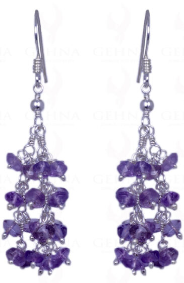 Amethyst Gemstone Faceted Bead Earrings Made In .925 Solid Silver ES-1315